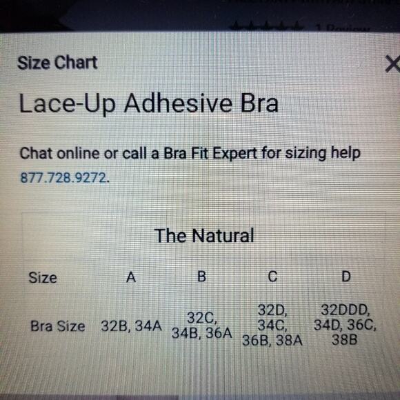 The Natural Lace-Up Strapless Adhesive Bra Backless Cleavage Enhancer Size B - Picture 10 of 10